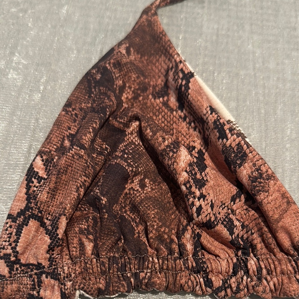 PQ Swim Reversible Brown Reptile Print Bikini Top - Picture 4 of 8